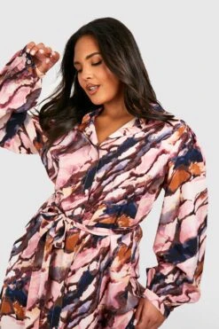 Grande Taille - Robe Chemise Imprimée 9 Grande Taille - Robe Chemise Imprimée -BOOHO Kleidung Magasin gzz55138 pink xl 3