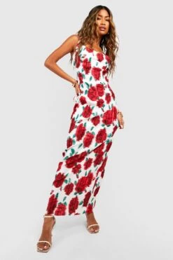 Robe Longue Fleurie Plissée