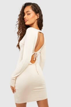 Robe Moulante Découpée à Manches Longues 8 Robe Moulante Découpée à Manches Longues -BOOHO Kleidung Magasin gzz55236 stone xl 2