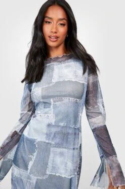 Petite - Robe Mi-longue En Mesh 9 Petite - Robe Mi-longue En Mesh -BOOHO Kleidung Magasin gzz55330 denim blue xl 3