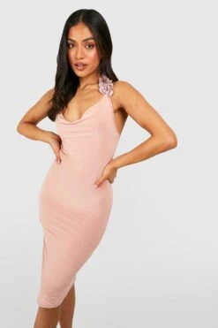 Petite - Robe Mi-longue à Coutures Apparentes -BOOHO Kleidung Magasin gzz55478 blush xl 2
