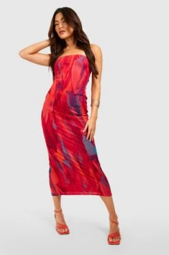 Robe Mi-longue En Mesh Imprimé