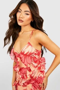 BOOHOO Robe Longue Fleurie à Volants 9 BOOHOO Robe Longue Fleurie à Volants -BOOHO Kleidung Magasin gzz55496 pink xl 3