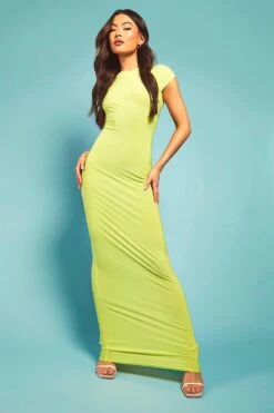 Robe Mi-longue Basique à Manches Courtes -BOOHO Kleidung Magasin gzz55502 lime xl 2