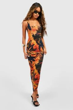 Robe Longue En Mesh Imprimé Tropical 9 Robe Longue En Mesh Imprimé Tropical -BOOHO Kleidung Magasin gzz55510 orange xl 3