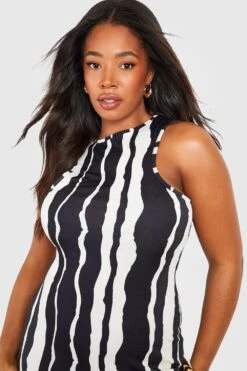 Grande Taille - Robe Longue Rayée à Col Nageur -BOOHO Kleidung Magasin gzz55816 black xl 3