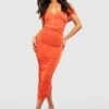 Petite - Robe Soyeuse Froncée à épaules Dénudées -BOOHO Kleidung Magasin gzz55837 orange xl
