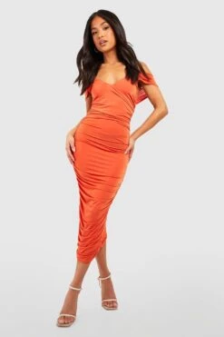 Petite - Robe Soyeuse Froncée à épaules Dénudées