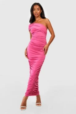 Petite - Robe Longue Froncée Asymétrique