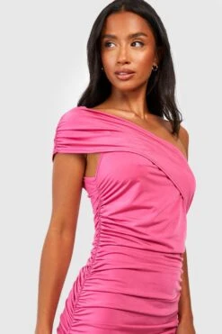 Petite - Robe Longue Froncée Asymétrique -BOOHO Kleidung Magasin gzz55838 hot20pink xl 3