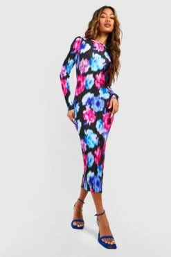 Robe Mi-longue Plissée Fleurie