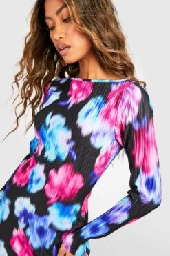 Robe Mi-longue Plissée Fleurie -BOOHO Kleidung Magasin gzz55885 black xl 3