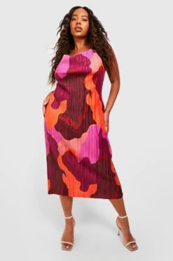 Grande Taille - Robe Mi-longue Imprimée Plissée