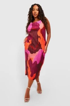 Grande Taille - Robe Mi-longue Imprimée Plissée -BOOHO Kleidung Magasin gzz55904 purple xl 2