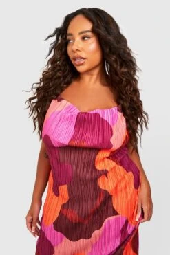 Grande Taille - Robe Mi-longue Imprimée Plissée -BOOHO Kleidung Magasin gzz55904 purple xl 3