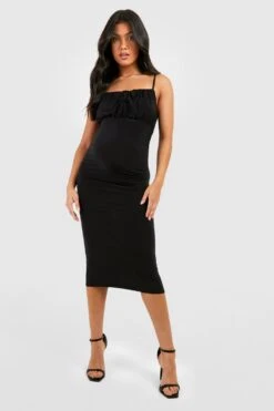 Maternité - Robe De Grossesse Froncée Nouée -BOOHO Kleidung Magasin gzz55930 black xl 2