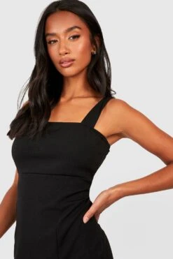 Petite - Robe Mi-longue à Col Carré En Tissu Recyclé -BOOHO Kleidung Magasin gzz56224 black xl 3