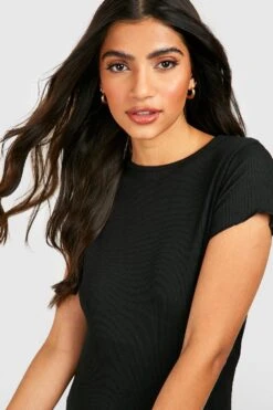 Maternité - Robe De Grossesse Mi-longue Côtelée -BOOHO Kleidung Magasin gzz56335 black xl 3