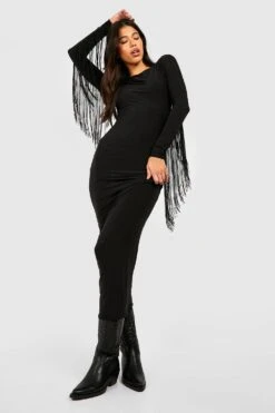 Tall - Robe Mi-longue à Franges -BOOHO Kleidung Magasin gzz56366 black xl 2