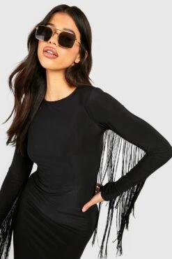 Tall - Robe Mi-longue à Franges -BOOHO Kleidung Magasin gzz56366 black xl 3