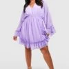 Grande Taille - Robe Babydoll à Manches Larges -BOOHO Kleidung Magasin gzz56725 lilac xl