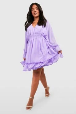 Grande Taille - Robe Babydoll à Manches Larges -BOOHO Kleidung Magasin gzz56725 lilac xl 2