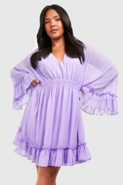 Grande Taille - Robe Babydoll à Manches Larges -BOOHO Kleidung Magasin gzz56725 lilac xl 3