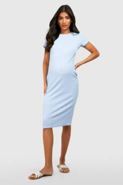 Maternité - Robe De Grossesse Moulante Texturée Côtelée -BOOHO Kleidung Magasin gzz56753 blue xl 2