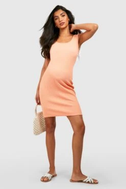 Maternité - Robe De Grossesse Moulante Côtelée