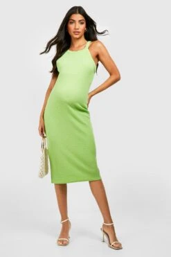 Maternité - Robe De Grossesse Moulante Côtelée