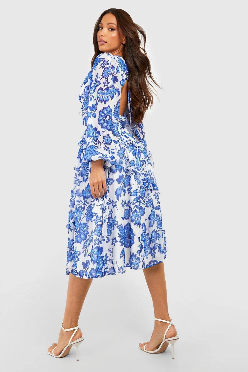 Tall - Robe Mi-longue Fleurie à Volants 4 Tall - Robe Mi-longue Fleurie à Volants – Image 2