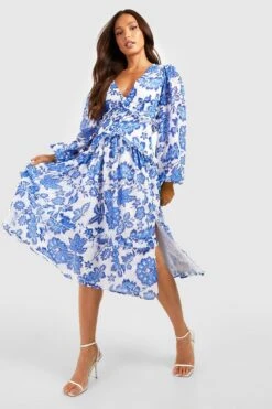 Tall - Robe Mi-longue Fleurie à Volants 8 Tall - Robe Mi-longue Fleurie à Volants -BOOHO Kleidung Magasin gzz56779 blue xl 2