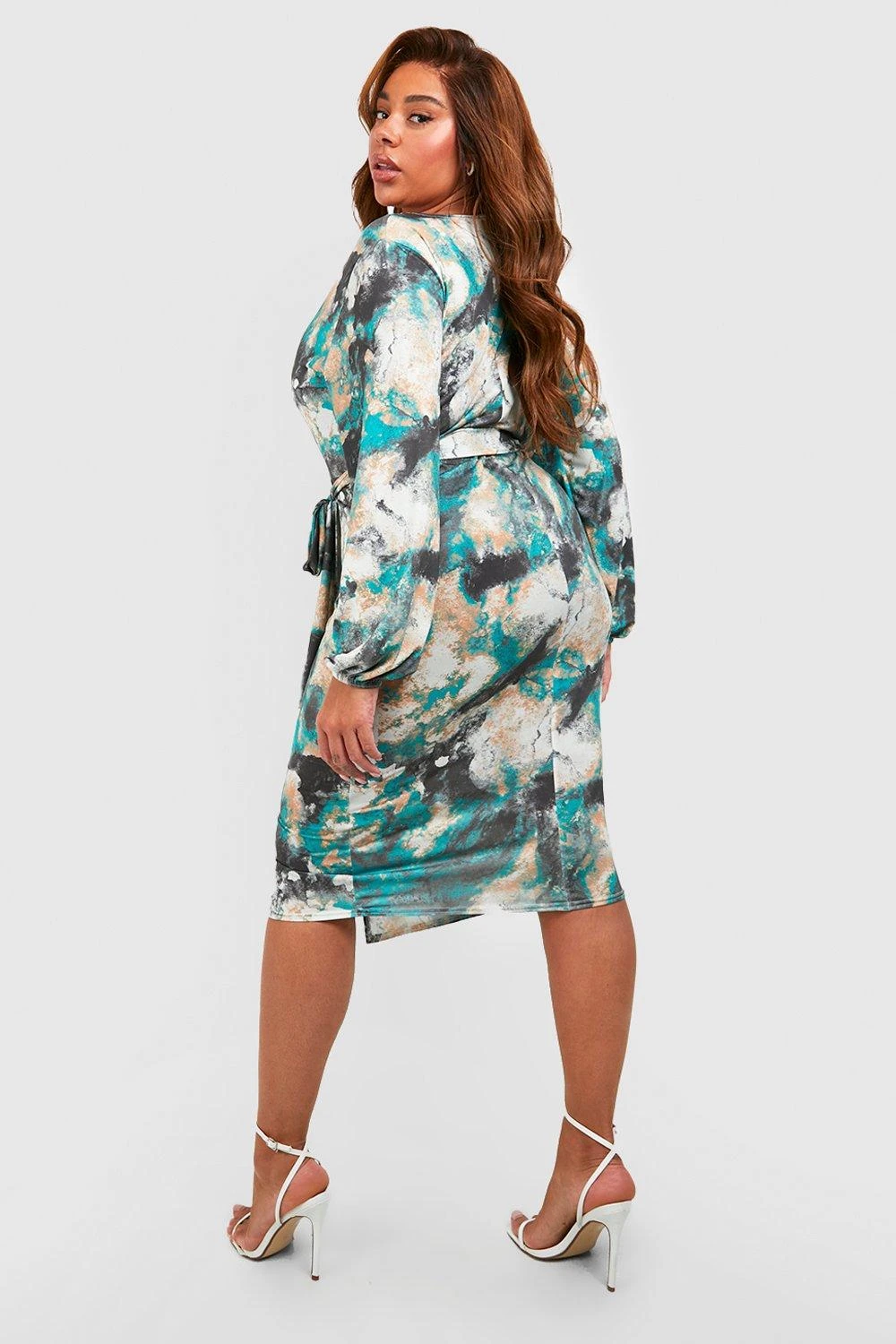 Grande Taille - Robe Portefeuille Soyeuse Tie Dye 4 Grande Taille - Robe Portefeuille Soyeuse Tie Dye â Image 2