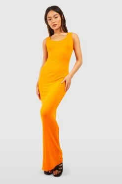 BOOHOO Robe Longue Basique à Col Rond -BOOHO Kleidung Magasin gzz57043 orange xl 2