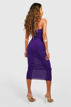 Robe Mi-longue Soyeuse Découpée -BOOHO Kleidung Magasin gzz57045 purple xl 1
