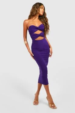 Robe Mi-longue Soyeuse Découpée -BOOHO Kleidung Magasin gzz57045 purple xl 2