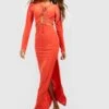 Robe Longue Soyeuse Nouée -BOOHO Kleidung Magasin gzz57047 orange xl