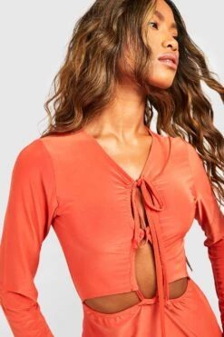 Robe Longue Soyeuse Nouée -BOOHO Kleidung Magasin gzz57047 orange xl 3