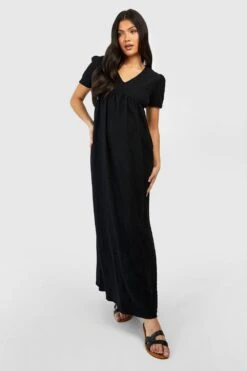 Maternité - Robe De Grossesse Texturée à Manches Bouffantes