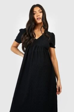 Maternité - Robe De Grossesse Texturée à Manches Bouffantes -BOOHO Kleidung Magasin gzz57065 black xl 3