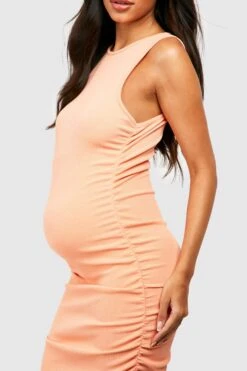 Maternité - Robe De Grossesse Moulante Texturée à Col Nageur 9 Maternité - Robe De Grossesse Moulante Texturée à Col Nageur -BOOHO Kleidung Magasin gzz57072 coral xl 3