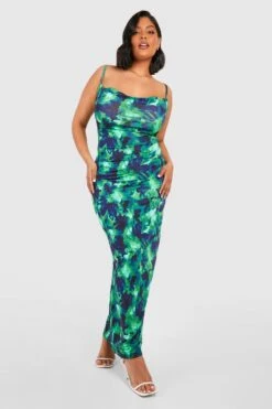 BOOHOO Grande Taille - Robe Longue Imprimée à Col Bénitier -BOOHO Kleidung Magasin gzz57196 green xl 2
