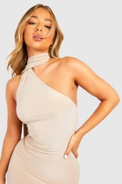 Robe Courte Drapée Soyeuse -BOOHO Kleidung Magasin gzz57202 stone xl 3