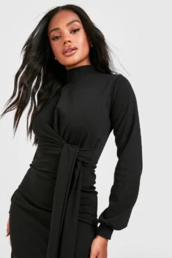 Robe Courte Nouée à Manches Larges -BOOHO Kleidung Magasin gzz57545 black xl 3