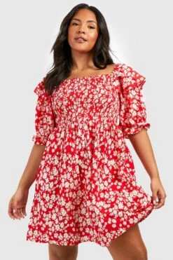Grande Taille - Robe Babydoll à Imprimé Fleuri