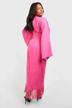 Grande Taille - Robe Portefeuille à Franges 7 Grande Taille - Robe Portefeuille à Franges -BOOHO Kleidung Magasin gzz57756 magenta xl 1
