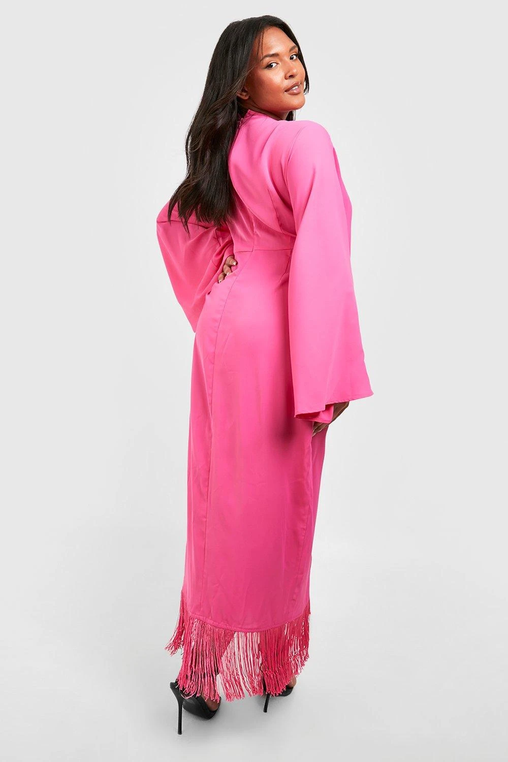 Grande Taille - Robe Portefeuille à Franges 4 Grande Taille - Robe Portefeuille à Franges – Image 2