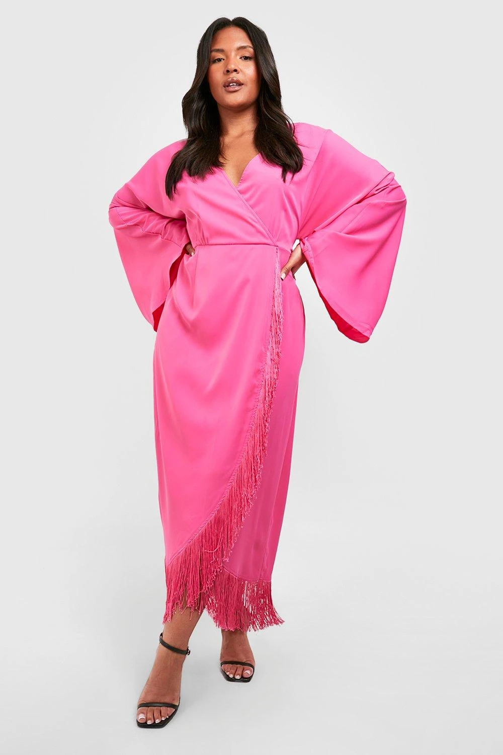 Grande Taille - Robe Portefeuille à Franges 5 Grande Taille - Robe Portefeuille à Franges – Image 3