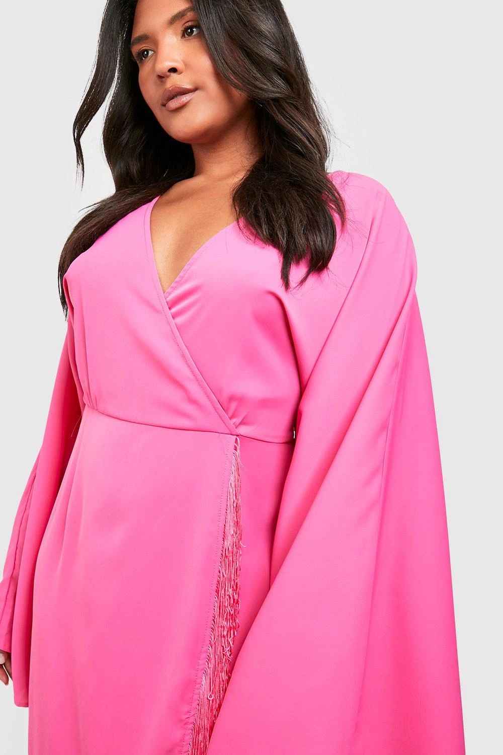 Grande Taille - Robe Portefeuille à Franges 6 Grande Taille - Robe Portefeuille à Franges – Image 4