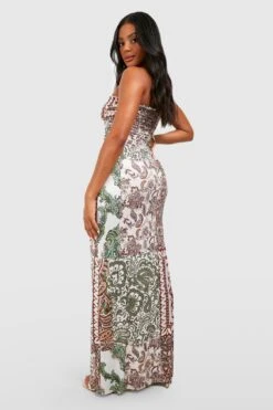 Robe Bandeau Longue à Imprimé Cachemire -BOOHO Kleidung Magasin gzz58001 stone xl 1